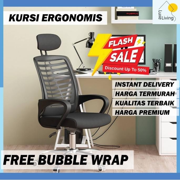 LLS Kursi Kantor Kursi Kerja Kursi Belajar Ergonomis Angkat Putar Mesh Hidrolik Kursi Staff Kursi Bo