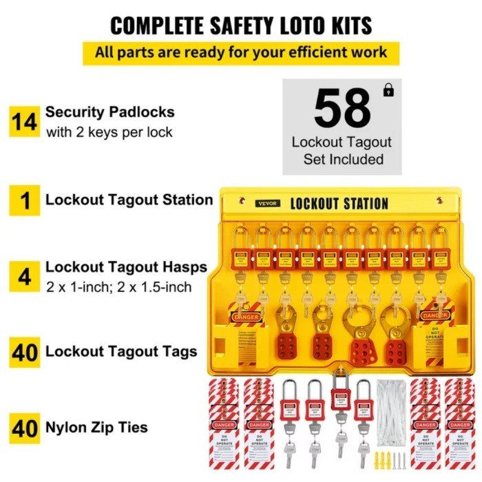 *#*#*#*#] VEVOR 58 pcs Lockout Tagout Kits, Electrical Safety Loto Kit Includes