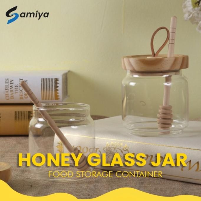 HONEY SUGAR JAR GLASS STORAGE 500ML / TOPLES KACA TEMPAT PENYIMPAN MADU GULA SUGAR 2210T