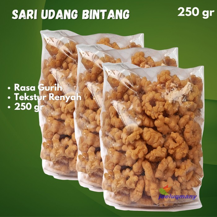 

Sari Udang Bintang Cemilan Enak Gurih Renyah 250 Gram / Sari Udang Gurih