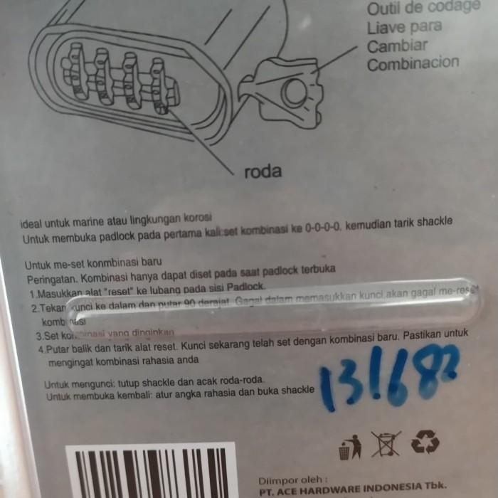 KRISBOW gembok kombinasi angka tanpa anak kunci - gembok pagar rumah