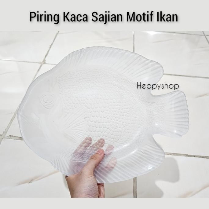 Ready oke] Piring Kaca Sajian Motif Ikan