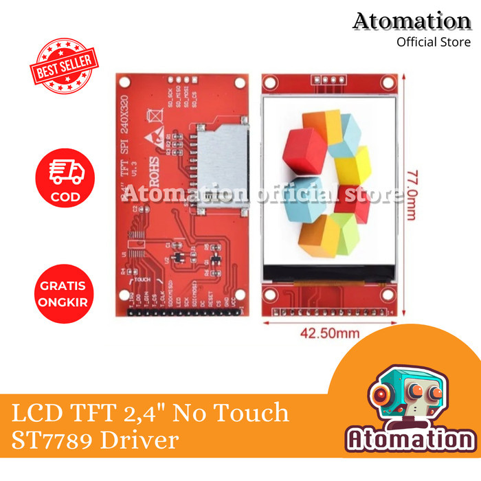 Modul Display LCD TFT 1.8 dan 2.4 Inch SPI No Touch Screen