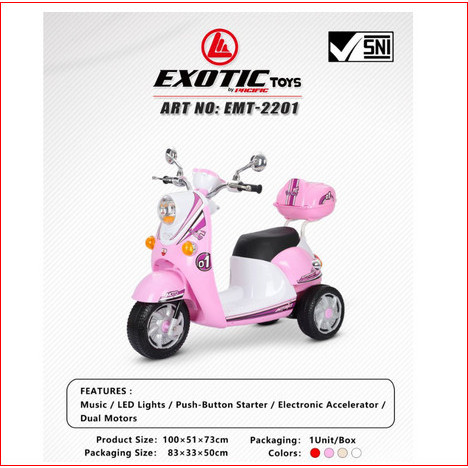 Motor Motoran Aki Electric Scoopy Exotic EMT2201 Original Mainan Anak