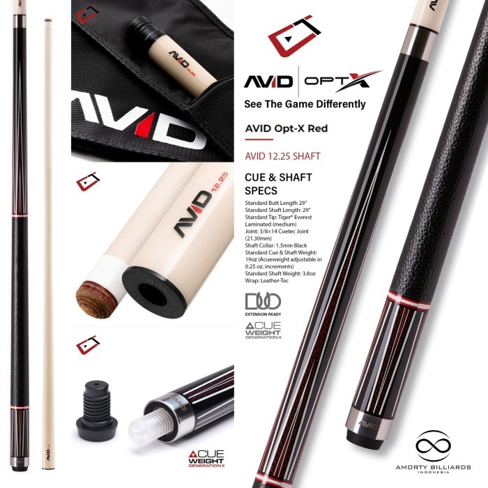 Promo Cuetec Avid Opt-X FK Red / Stick Billiard