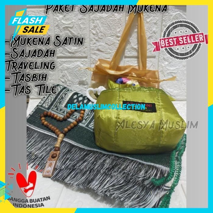 SOUVENIR TAHLILAN HAJI UMROH DAN HAUL SAJADAH MUKENA TASBIH TAS TILE BY DELA MUSLIM COLLECTION PILIH