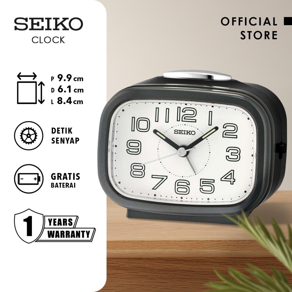 Seiko Clocks Jam Weker Beker Seiko QHK060K Plastic Case Hitam