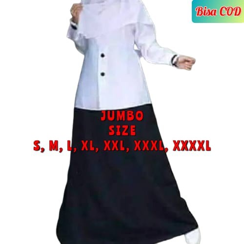 Baju Muslim Gamis putih hitam syari Dinas seragam kerja Murah polos remaja terbaru busui guru pns
