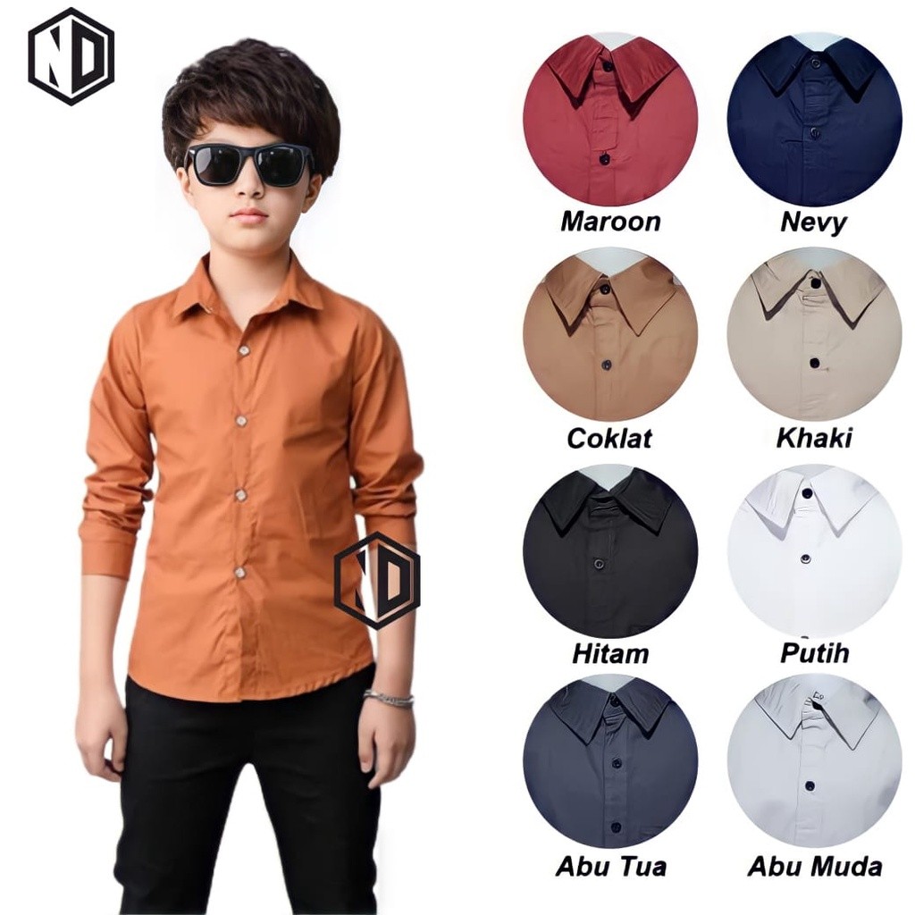 Baju Anak Casual Baju Anak Laki Laki Kemeja Anak Laki Laki Lengan Panjang Umur 1-12 Tahun Baju Polos