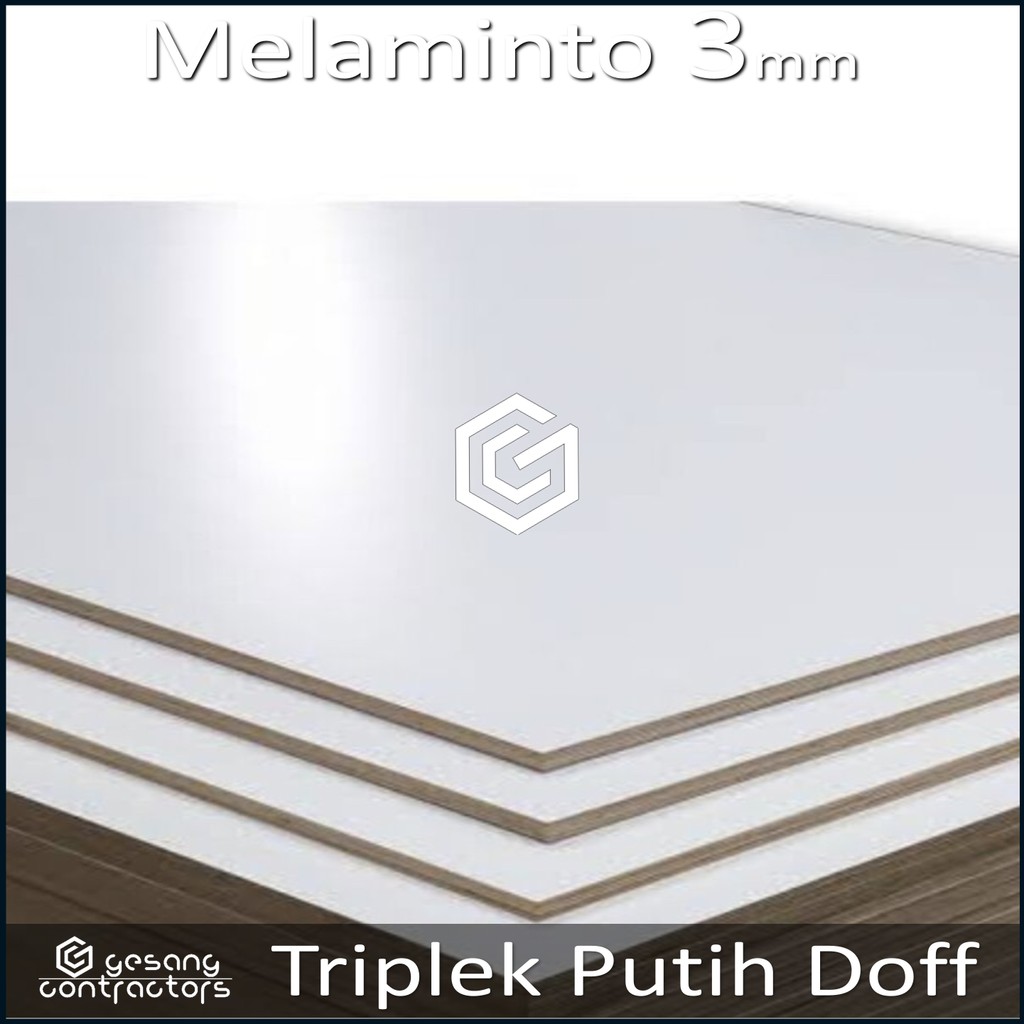Triplek Putih 3mm 50x100 cm | ISI 2 LEMBAR | Melamin Putih Doff 1 Muka | Melaminto 3mm 100x50 cm
