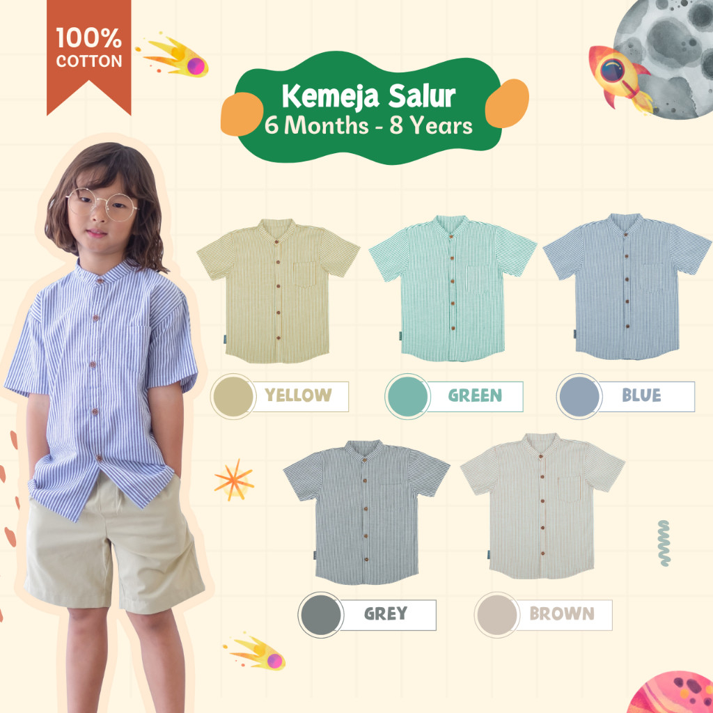 Baju Anak Casual Little Me - Kemeja Anak Laki Laki Salur usia 6 bulan - 8 tahun