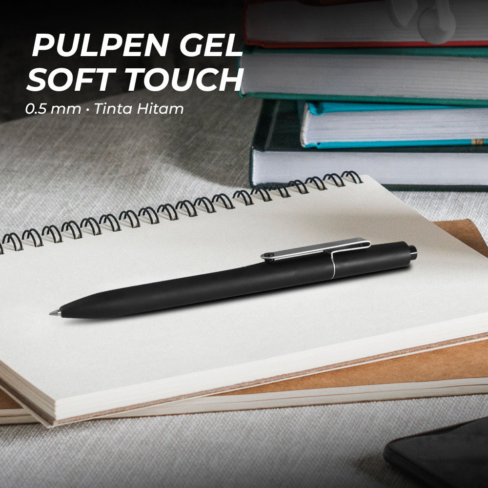 

Kaco MIDOT Pena Pulpen Gel 0.5mm Soft Touch Metal Clip Tinta Hitam - KCM4