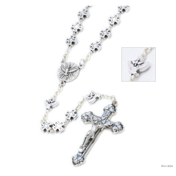 Rosario Metal Warna Perak Bentuk Salib Toko Katolik
