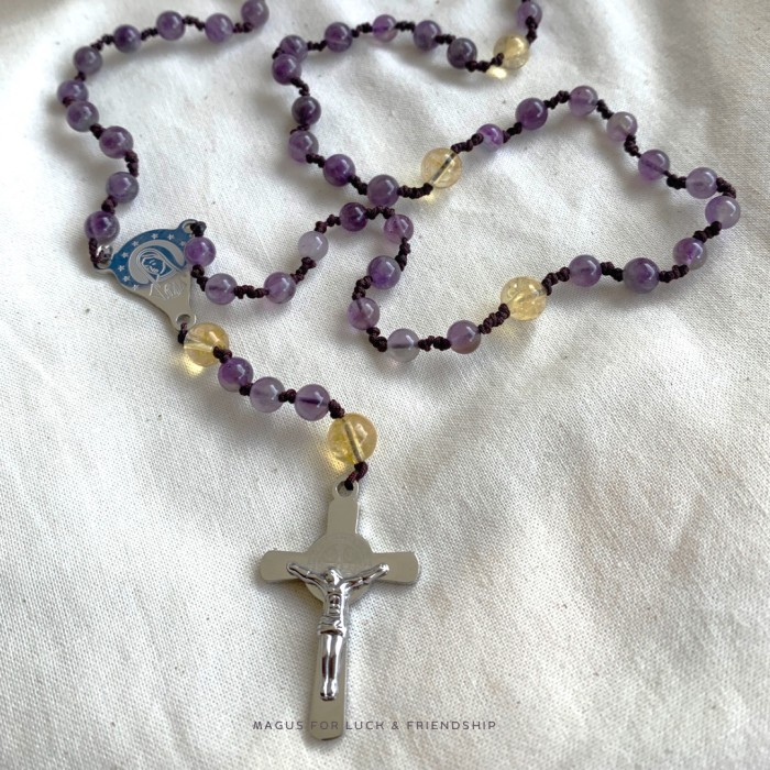 Kalung Rosario Batu Amethyst & Citrine Magus