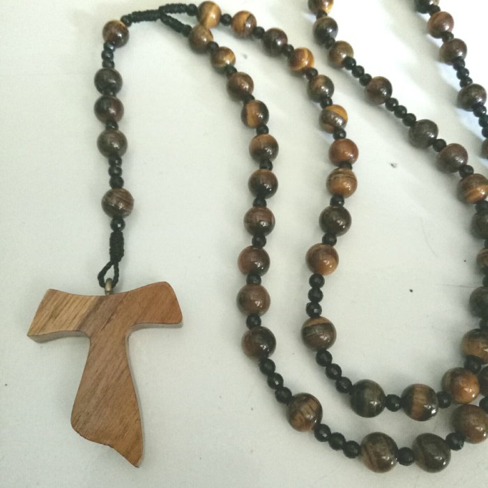 Rosario Batu Tiger Eye Salib Tao