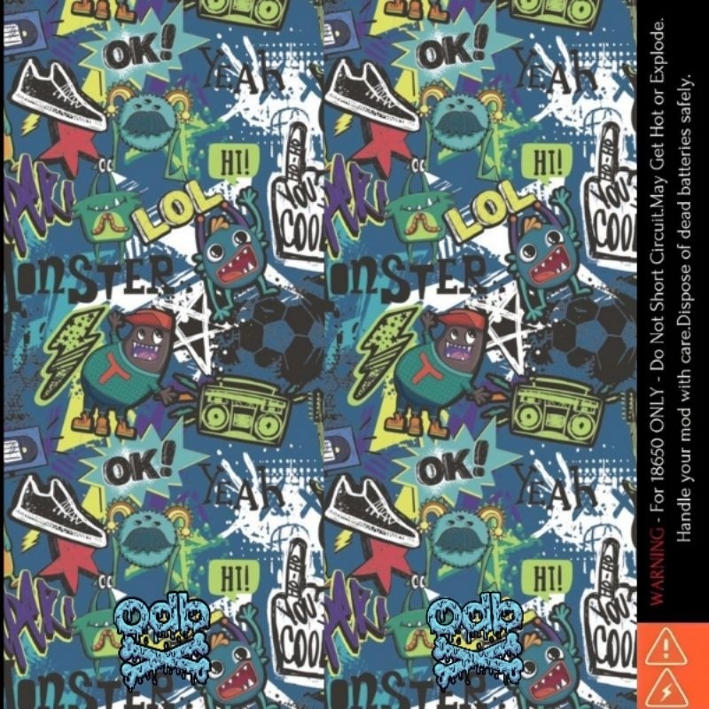 Buy1Get1 Jaka Stiker Wrap Baterai 18650 Odb X Abstract Monster Untuk Melindungxi Dan Mempercantik Ba