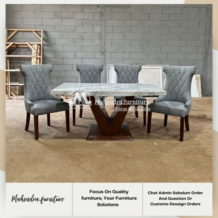 Set Meja Makan Marmer Putih Import Meja Makan Marmer Set 4 Kursi Meja Makan Kursi 4