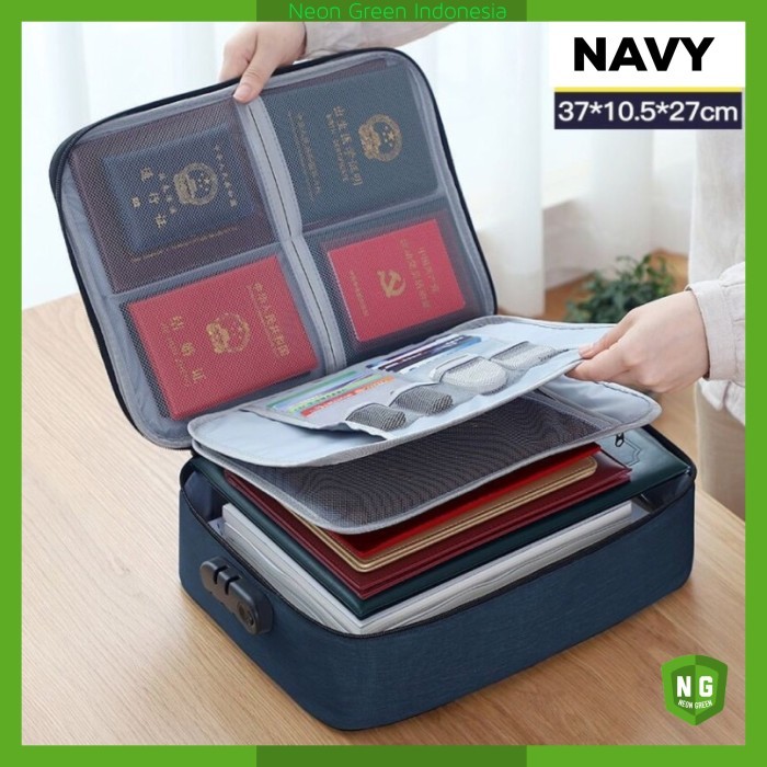 

MELAYANI FAKTUR PAJAK! Tas Dokumen Anti Air Storage Box File 3 Digit Password Travel Bag Lock