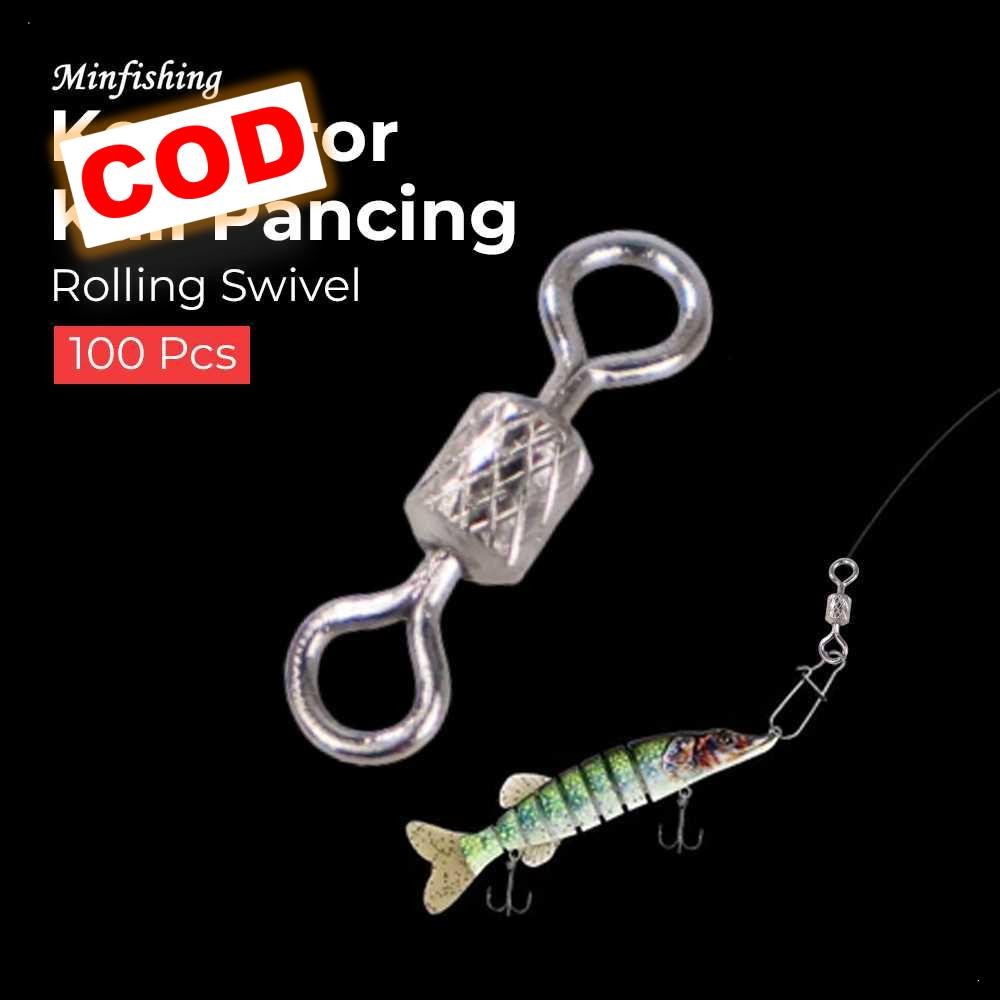 Konektor Umpan Kail Pancing Stainless 100PCS Rolling Swivel Fishing Aksesoris