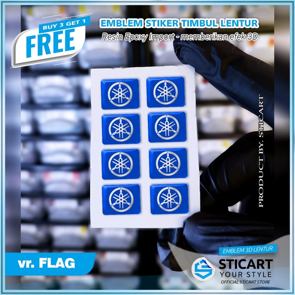 EMBLEM GARPUTALA BLUE TIMBUL 8Pcs STIKER MOTOR FLAG 3D EMBLEM TIMBUL LENTUR