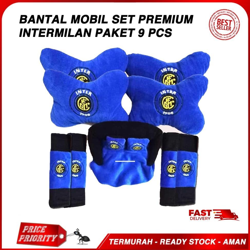 VIRAL AKSESORIS BANTAL MOBIL MOTIF INTERMILAN INTER MILAN SET 9PCS BANTAL JOK su-146