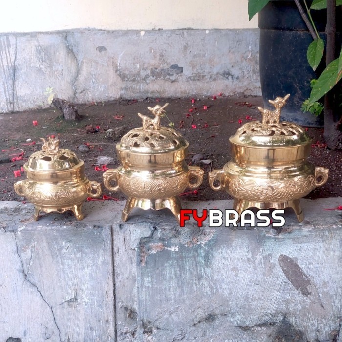 Ammos - [E.B-003] Bokor Kuningan + Tutup / Hiolo / Tempat Dupa