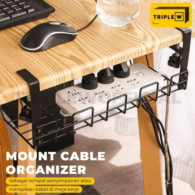 

BEBAS ONGKIR - Triple W Under Desk Mount Cable Organizer Socket Perapih Kabel Meja