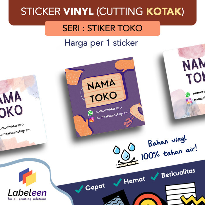 

CETAK STIKER VINYL KOTAK CUSTOM *ANTI AIR* MURAH STICKER SEGEL LABEL