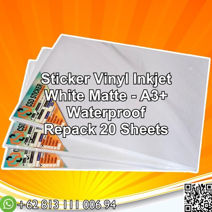 

TERBARU - Sticker Vinyl Inkjet WHITE Matte Waterproof - A3 Per pack (20 lembar)