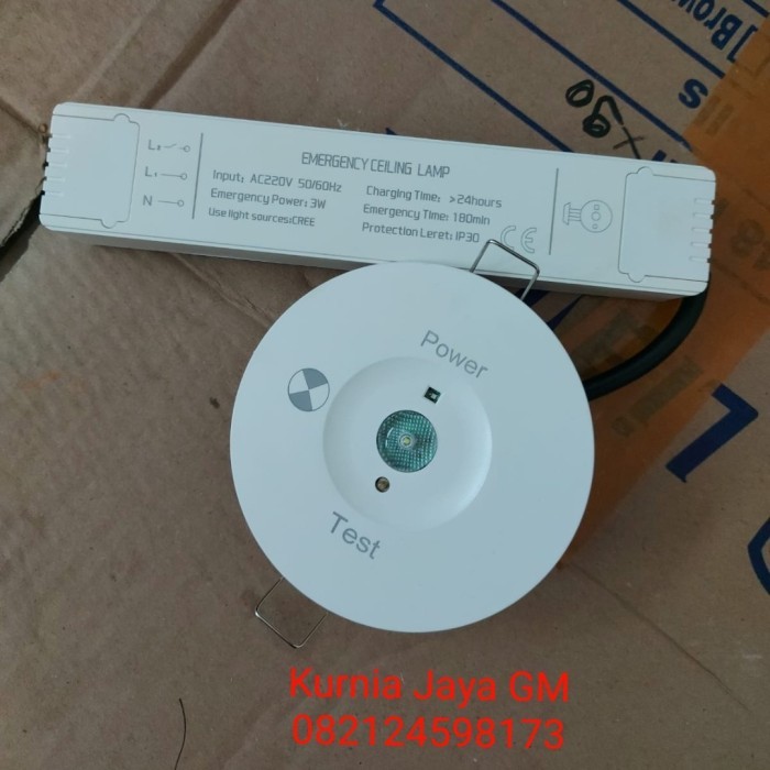 Lampu Emergency Downlight LED Plafon 3watt NICAD Batre Emergency SET