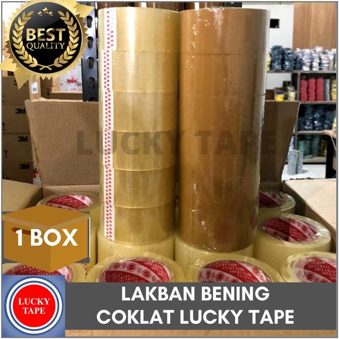 

TERBARU - LAKBAN BENING COKLAT 2" INCH x 100YARD 1 BOX LUCKY TAPE