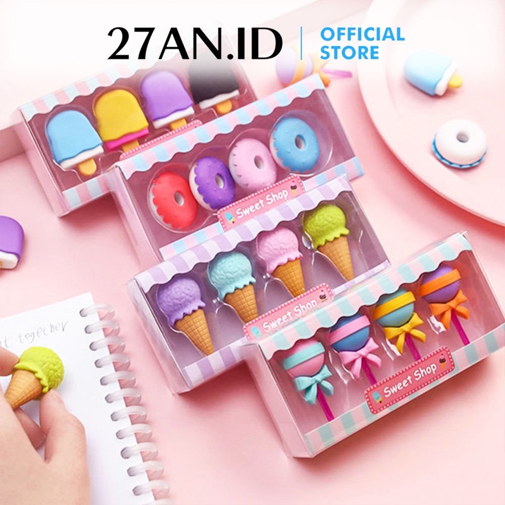 

MURAH ( 27AN.ID ) PENGHAPUS PENSIL H511 PENGHAPUS SET 4 IN 1 MODEL CUTE PENGHAPUS LUCU ERASER ICE