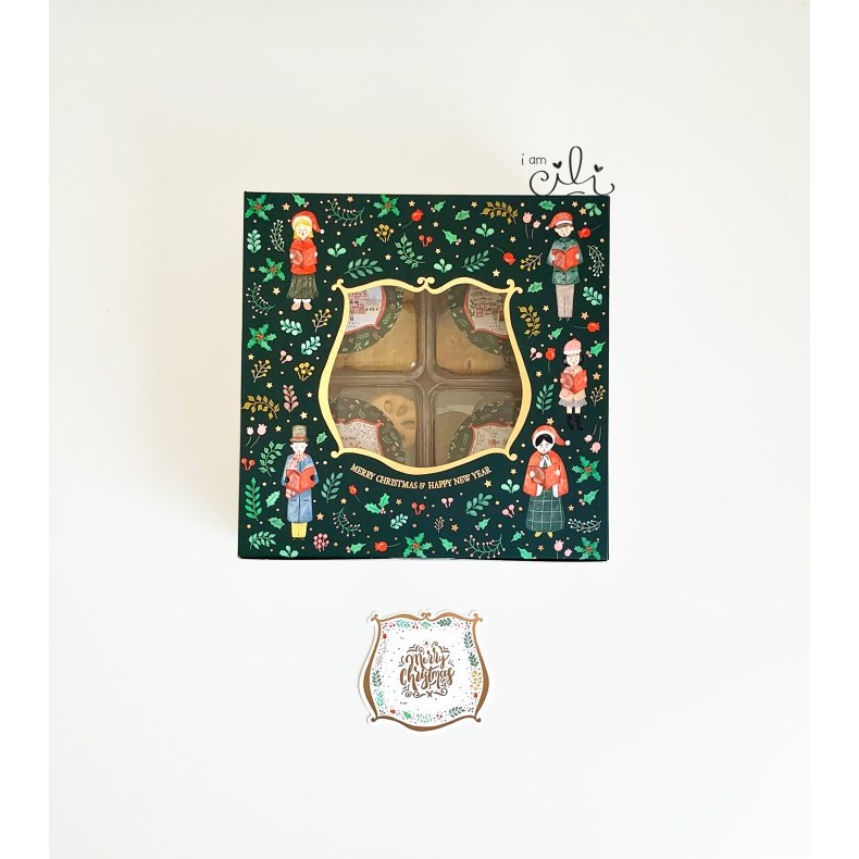 

(Box 22 X 22 X 10 Cm Natal) Kotak Kue Kering Bolu Lapis Toples Natal Christmas (10 Pcs) Diskon