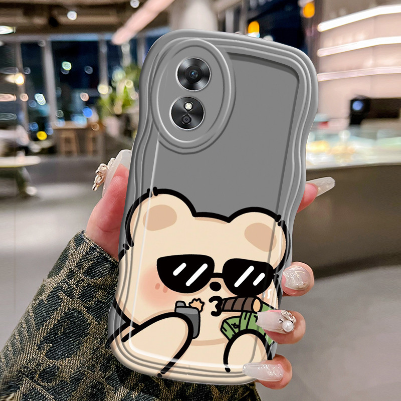 Casing Hp Untuk OPPO A17 A17K Case Casing HP Kesing merokok Softcase gelombang transparan trendi pel