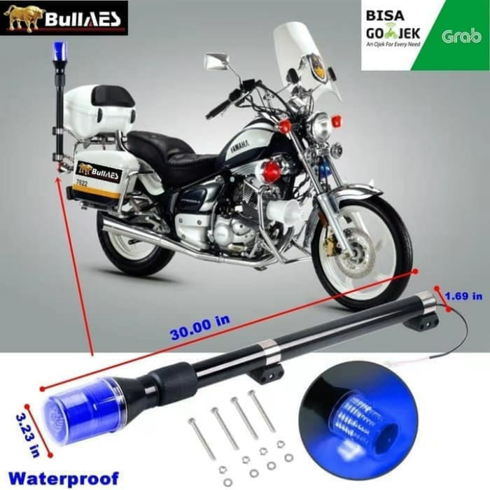 Lampu polisi patwal dinas motor led strobo nyala biru