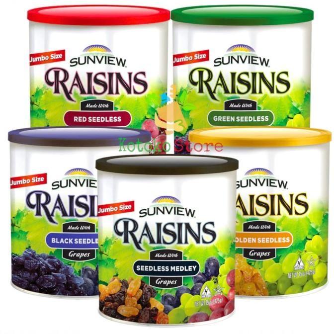 

Sunview Raisins / Kismis Import Black Medley Golden Red Green 425gr STS