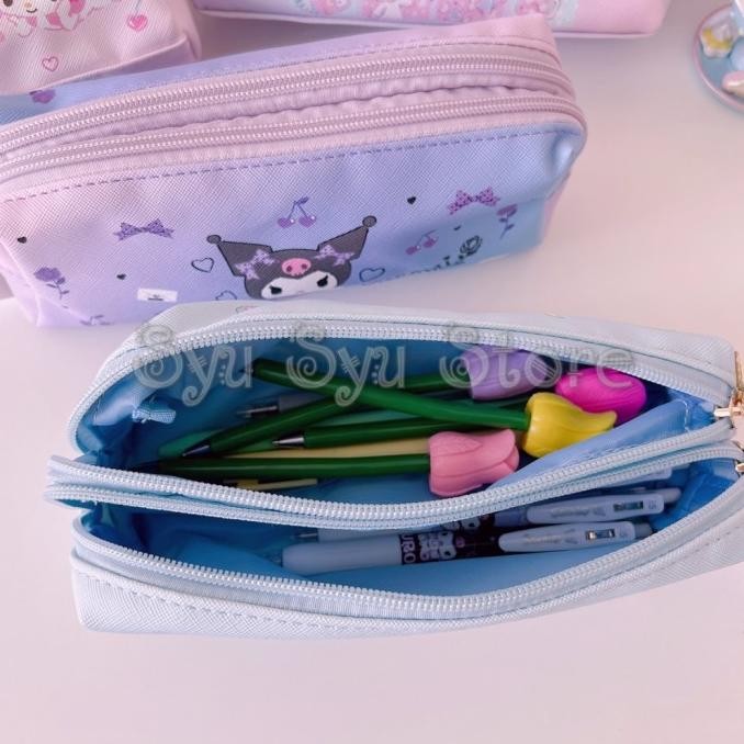 

Pouch Tempat Pensil 2 Sekat Resleting My Melody Kuromi Cinnamoroll WAR