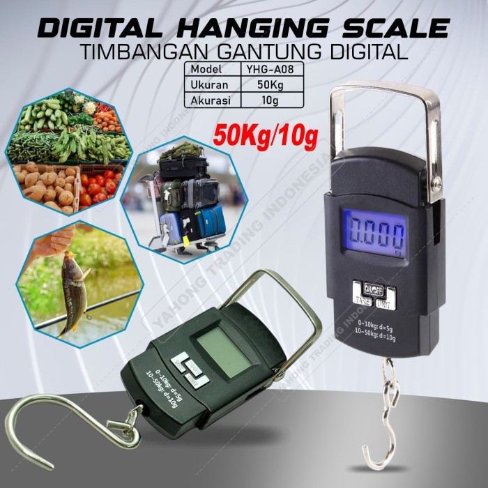 

newgan!! Timbangan Gantung Digital Portable Barang Paket Ikan YHG 50kg