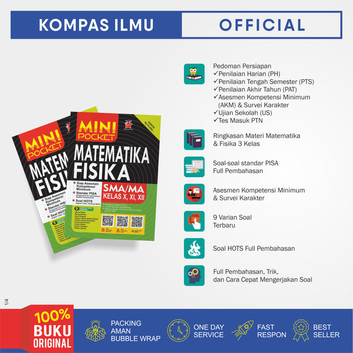 

Buku MINI POCKET RUMUS MATEMATIKA FISIKA SMA/MA KELAS 10, 11, 12 HOTS