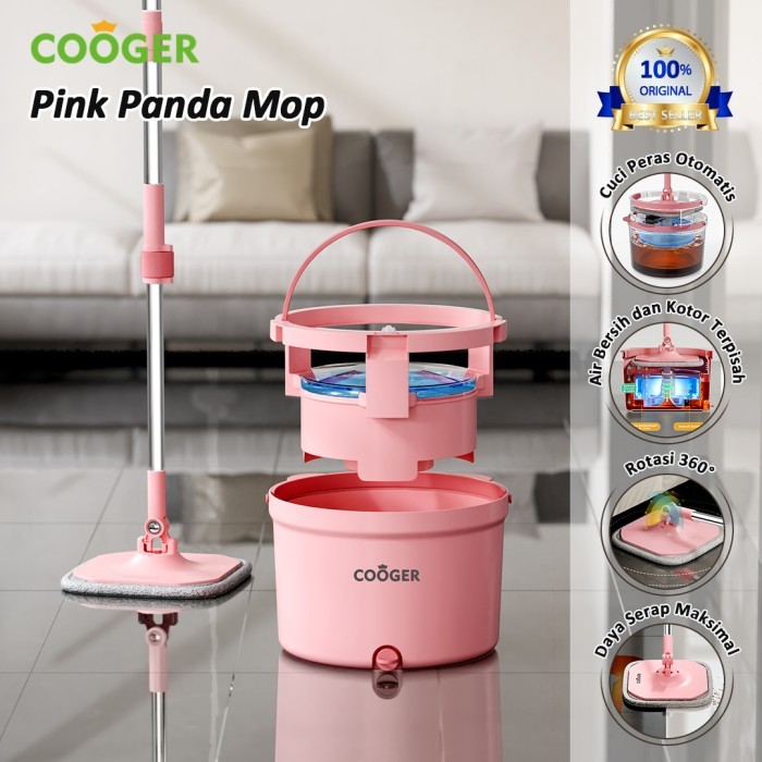 Ready COOGER Alat Pel Bentuk Panda Single Spin Mop Panda Mop Alat Pel Lantai