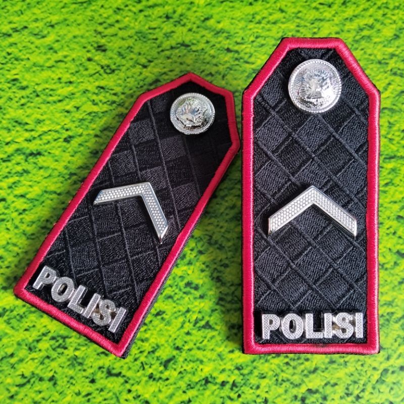 PANGKAT PDU POLISI BRIPDA, BRIPTU, BRIGADIR, BRIPKA KAIN BORDIR LIS MERAH LUXURY