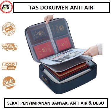 

KHUSUS GOSEND! Tas Dokumen Anti Air Storage Box File 3 Digit Password Travel Bag Lock