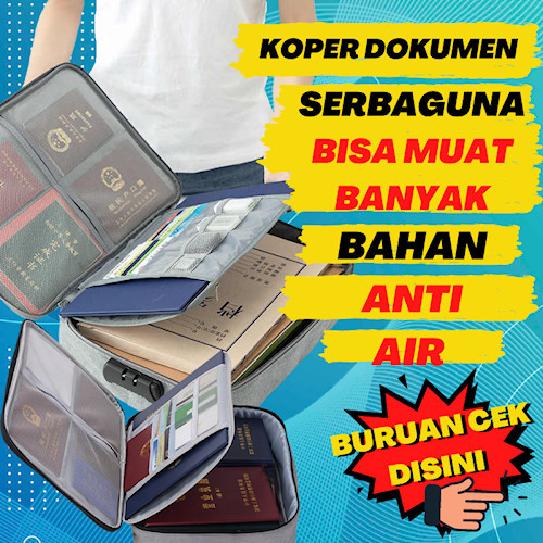 TERBARU Koper Tas Dokumen Anti Air Document Bag Waterproof Aman Password Ready