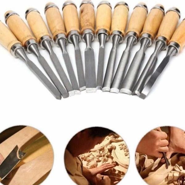 

12 Pcs Pisau Ukir Kayu Art Knife Wood Carving Chisel Pahat Kayu Grafir