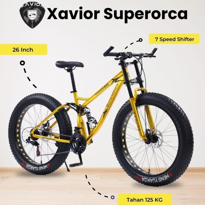 Sepeda Mtb Fat Bike 26 Inch Xavior Xvcm Superorca Double Suspension Original Dan Terpercaya