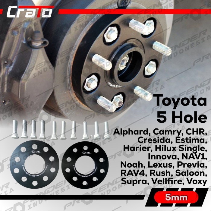 evannew Wheel Adaptor Velg Spacer Aluminium - 5 Hole - Toyota - 5-114.3-60.1 5mm 10mm 15mm 20mm