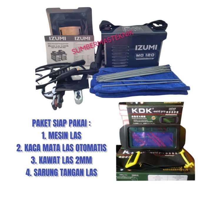 kosnew@ PAKET MESIN LAS TRAVO LAS INVERTER LAS IGBT MMA 120A IZUMI MAX MO 120