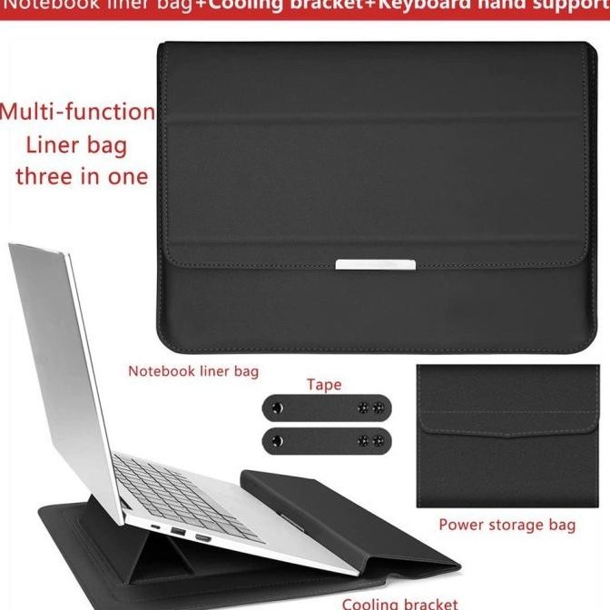TERBARU - ASUS VIVOBOOK 14 Leather Sleeve Magnets Case Laptop Stand Bag Pouch