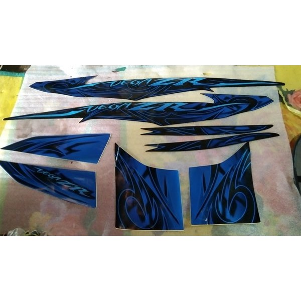 Striping Stiker Bok Cover Body Full Set Assy Kanan Kiri Vega Zr Hitam Biru Original Barang Langka