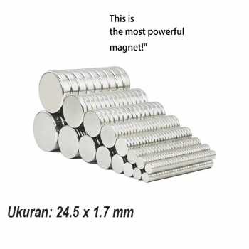 

YUE Magnet Bulat Powerful Neodymium NdFeB N35 24.5x1.7mm 20 PCS